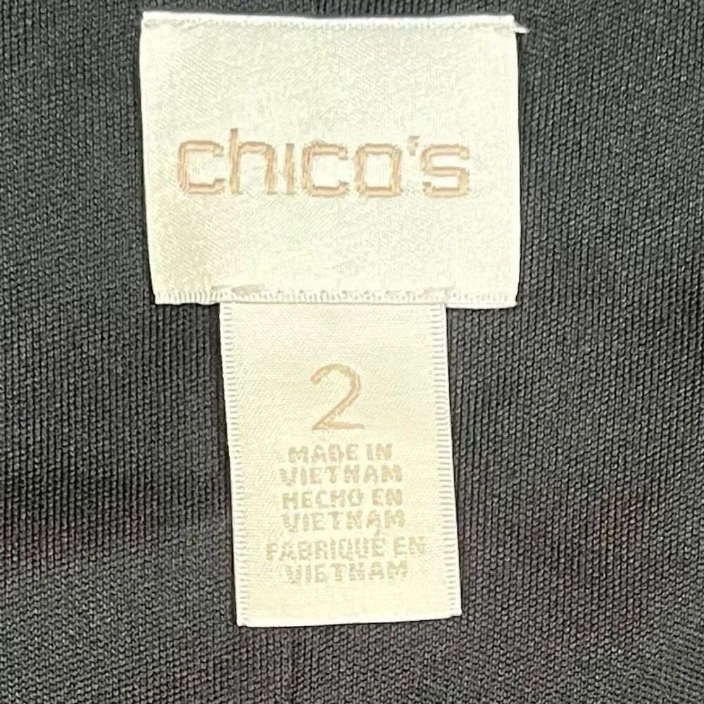 Chico’s Black and White Short Sleeve V-neck Maxi Dress 2 12 - Picture 8 of 9